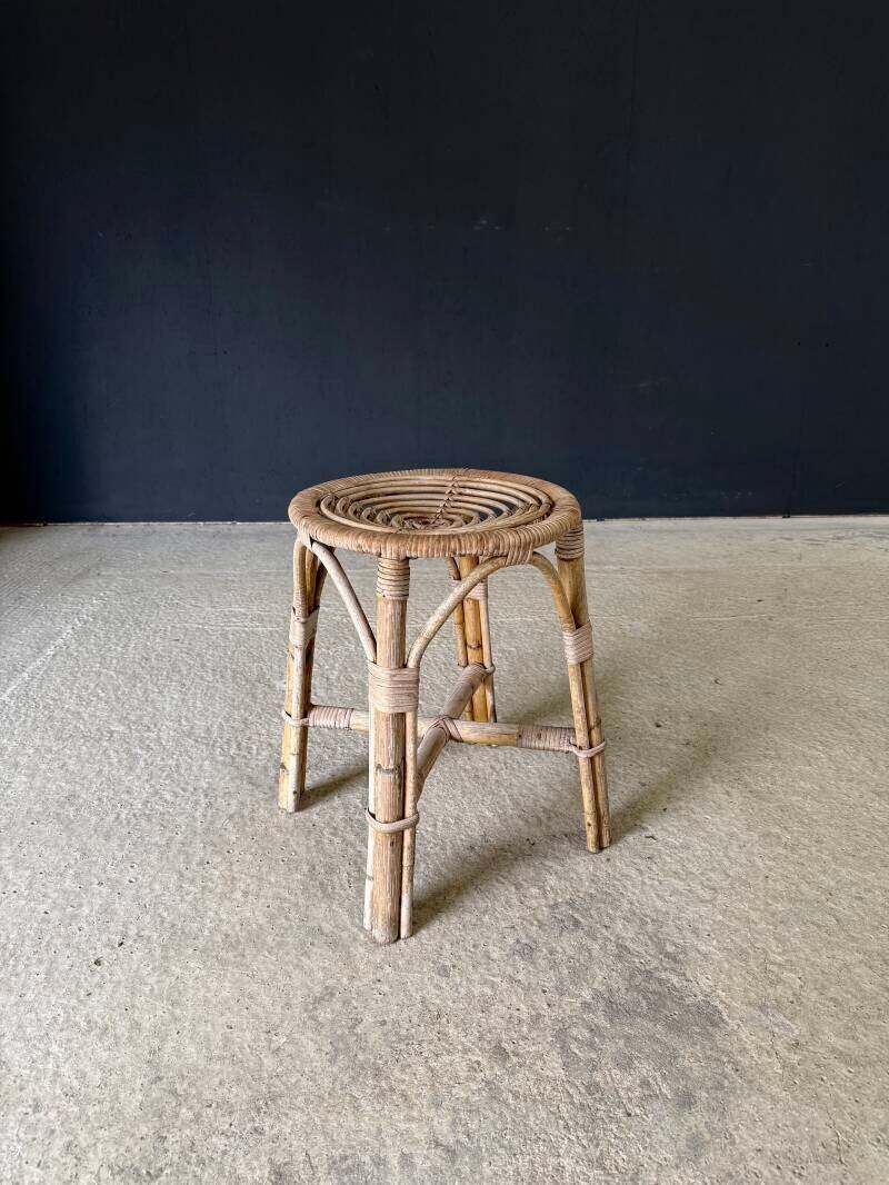 photo for sale Boho Design Bamboo Stool Set, Italy 1960's