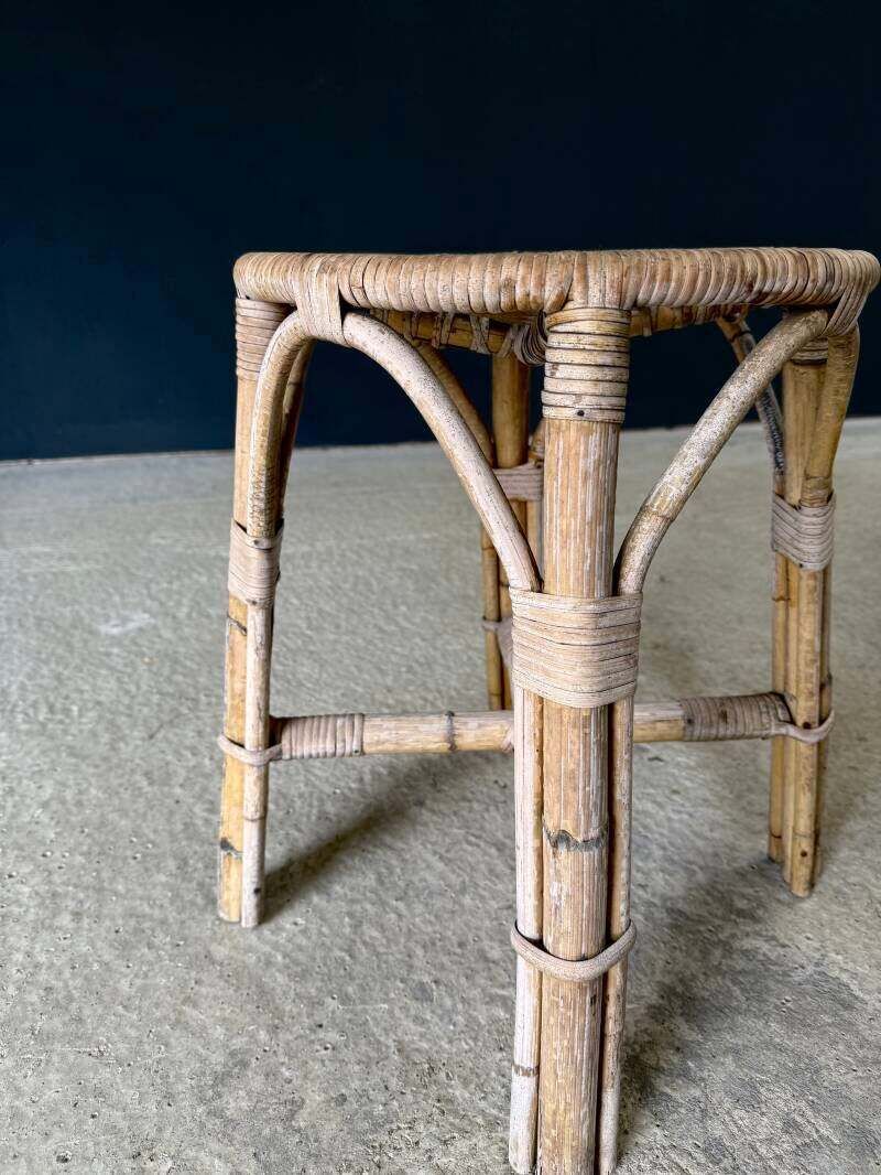 photo vintage Boho Design Bamboo Stool Set, Italy 1960's