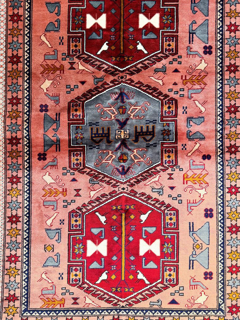 Powder Pink New Turkmenistan Silk Carpet photo 409.0