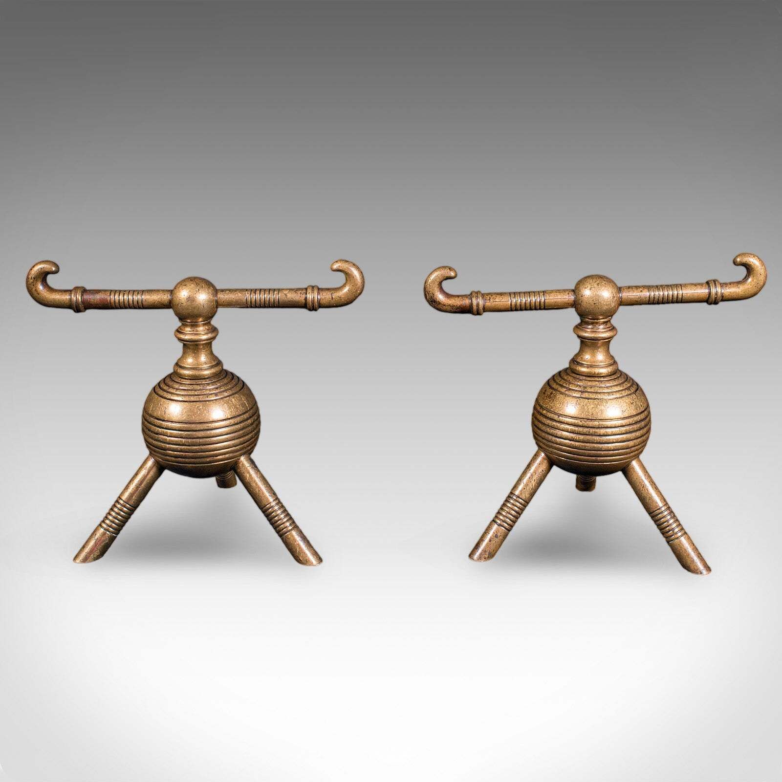 Pair Of Antique Fireside Tool Rests, English, Aesthetic Movement, Late Victorian photo for sale