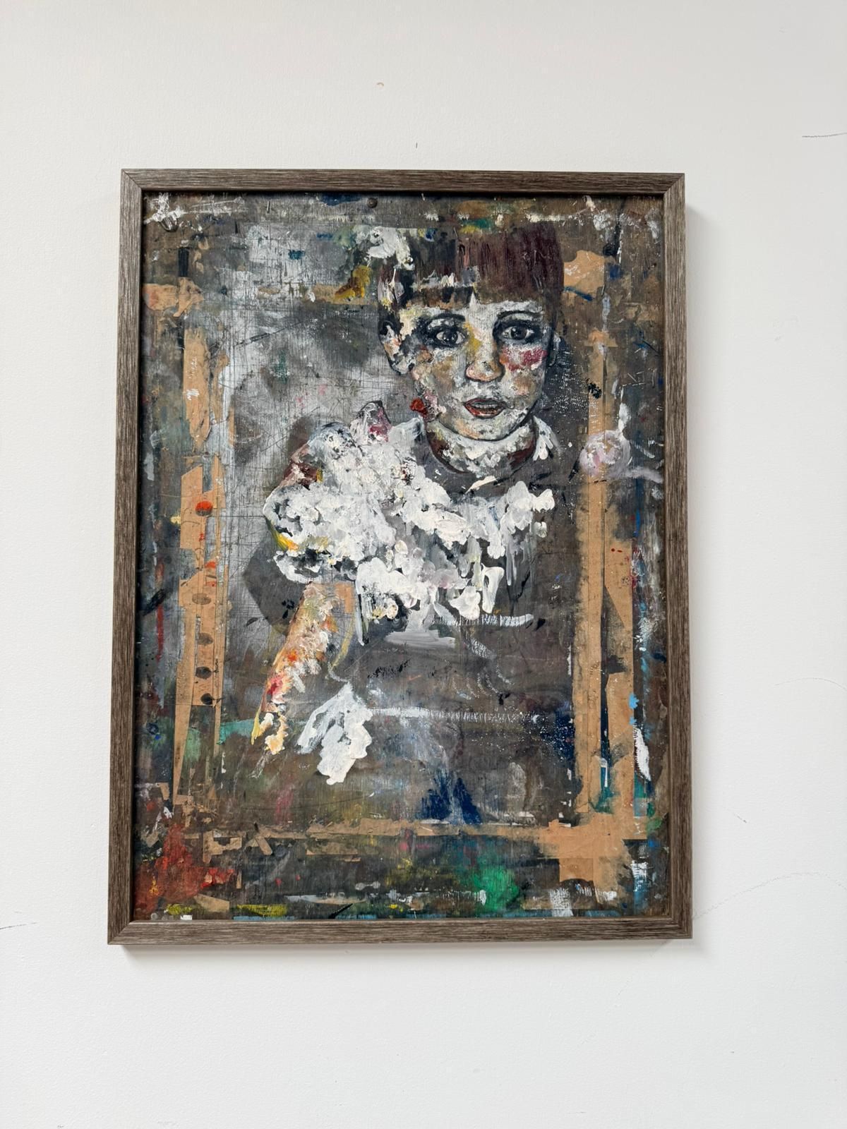 Original British Mid Century Art School Mixed Media Collage Oil On Board Abstract Signed  0143.