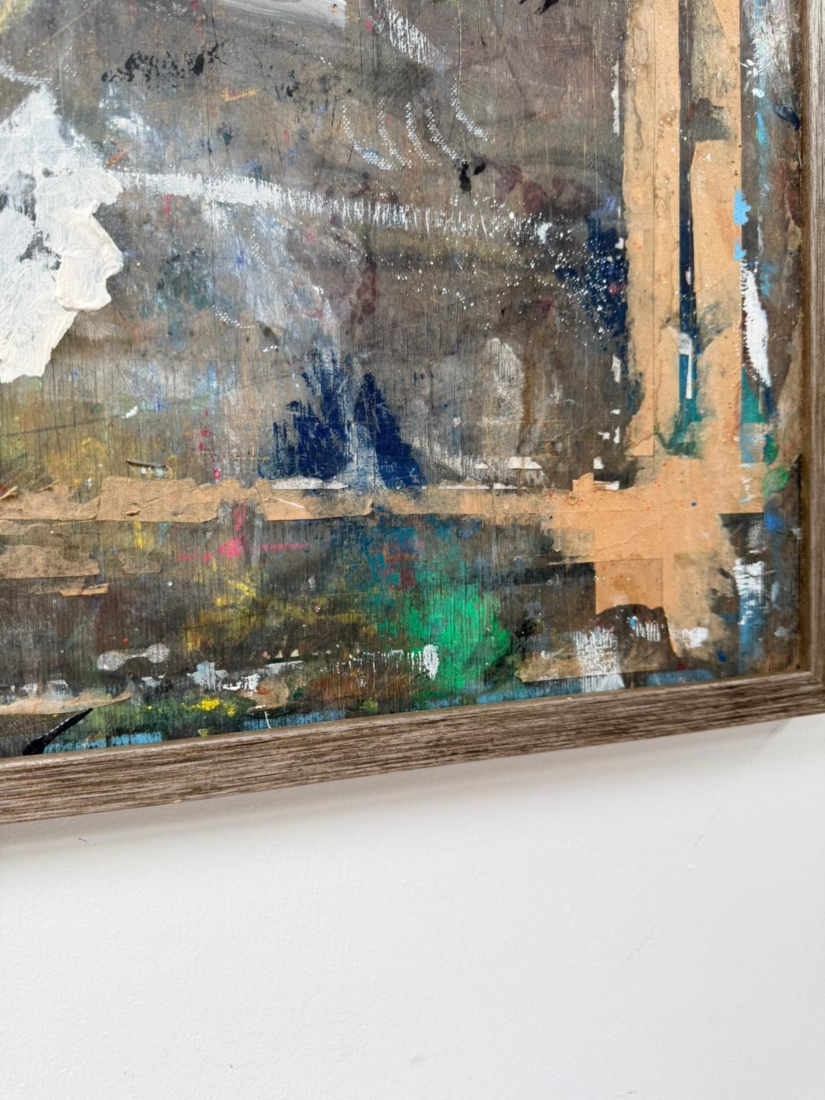 photo vinterior Original British Mid Century Art School Mixed Media Collage Oil On Board Abstract Signed  0143.