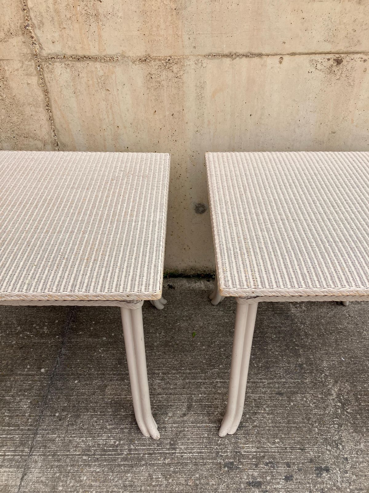 Antique Pair Of End Tables By Lloyd Loom Handmade In England photo for sale