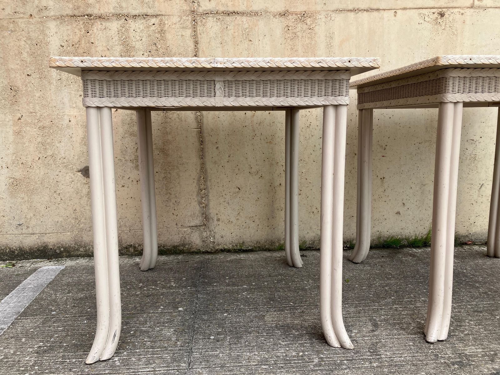 Antique Pair Of End Tables By Lloyd Loom Handmade In England photo buy