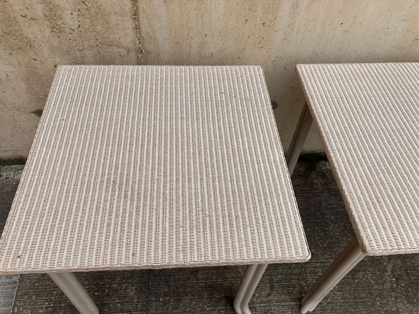 photo vinterior Antique Pair Of End Tables By Lloyd Loom Handmade In England