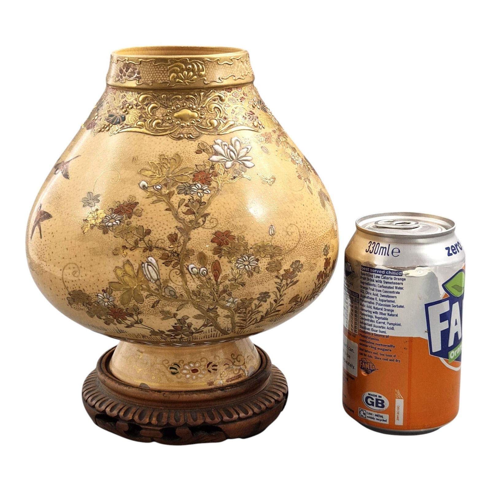 Uitzonderlijke Kyoto Satsuma-vaas uit de Meiji-periode, Kinkōzan Workshop, met standaard photo buy