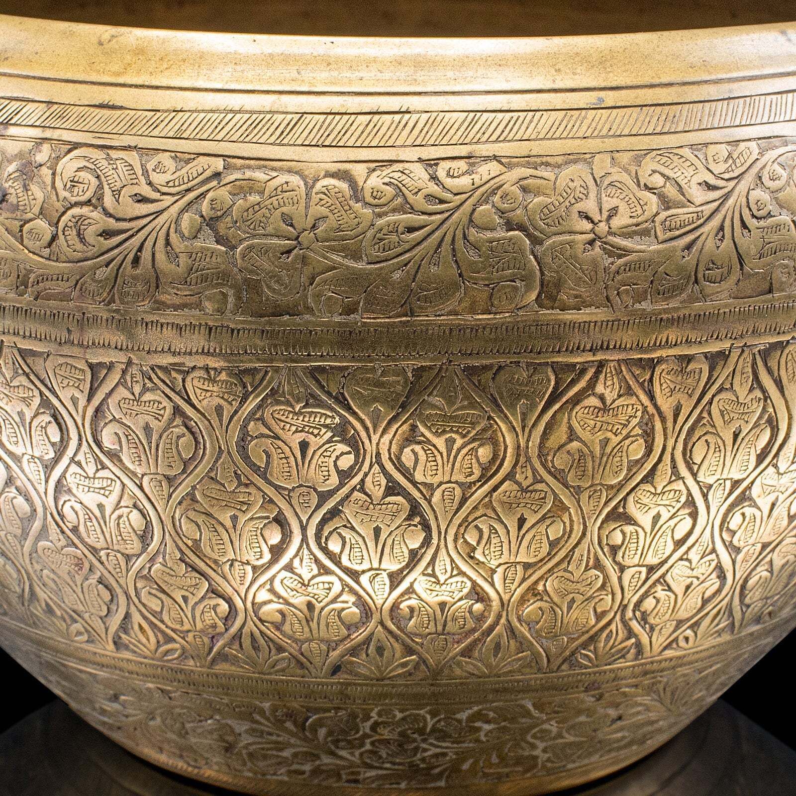 Vintage Offering Bowl, South East Asian, Brass, Jardiniere Pot, Art Deco, C.1930 photo vintage