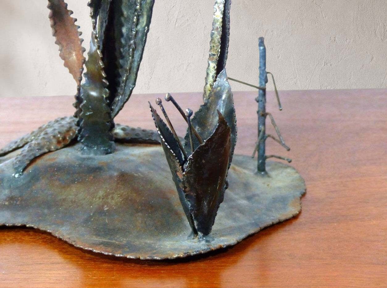 Large Brutalist Sculpture Of An Angelfish Made Of Welded Metal, Circa 1970 photo vintage