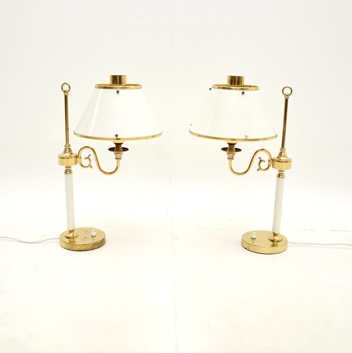 Pair Of Vintage Swedish Brass And Tole Table Lamps By Borens photo Lighting