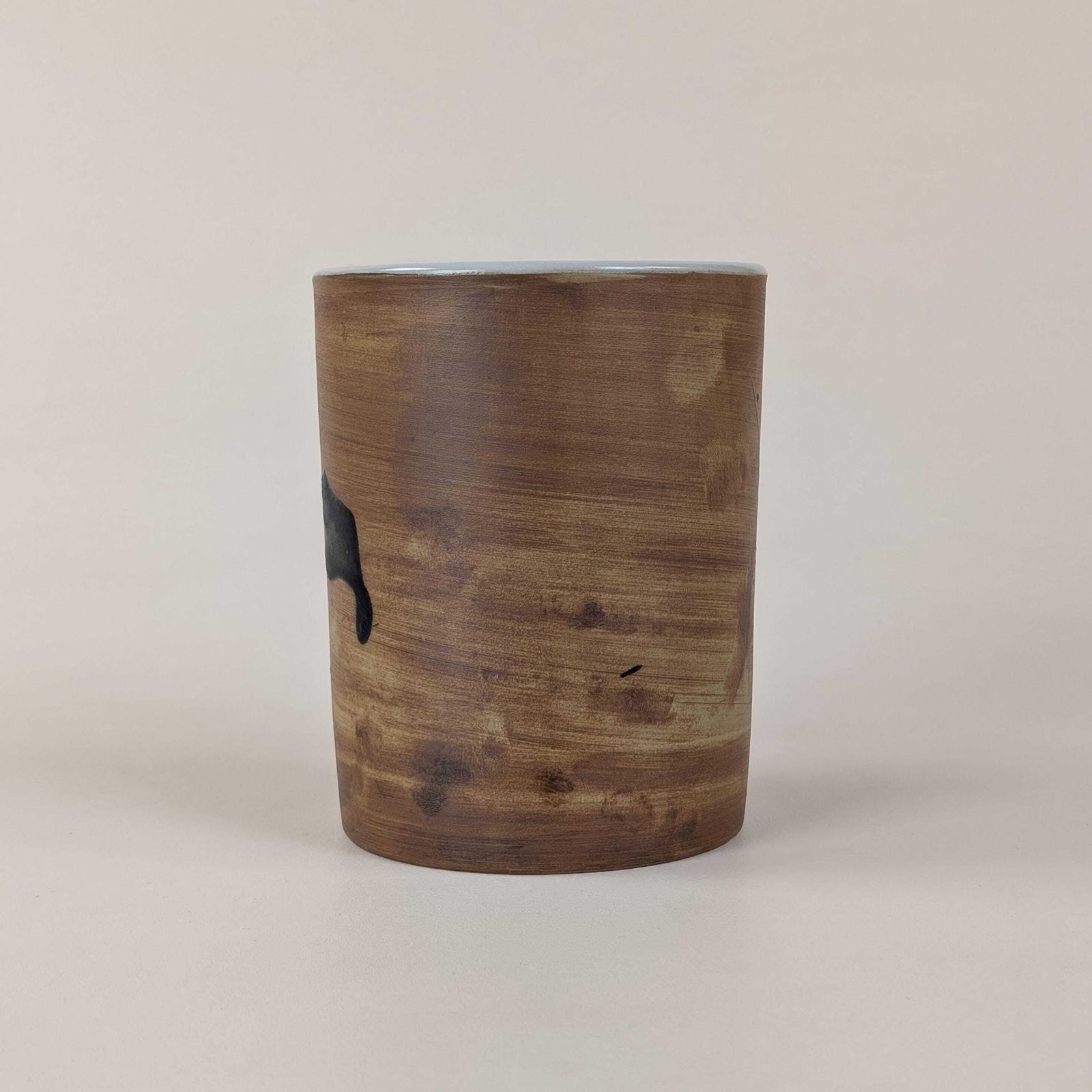 Ceramic Brush Holder, Poterie De La Colombe French Studio Pottery Pen Cup, Abstract Art photo vinterior