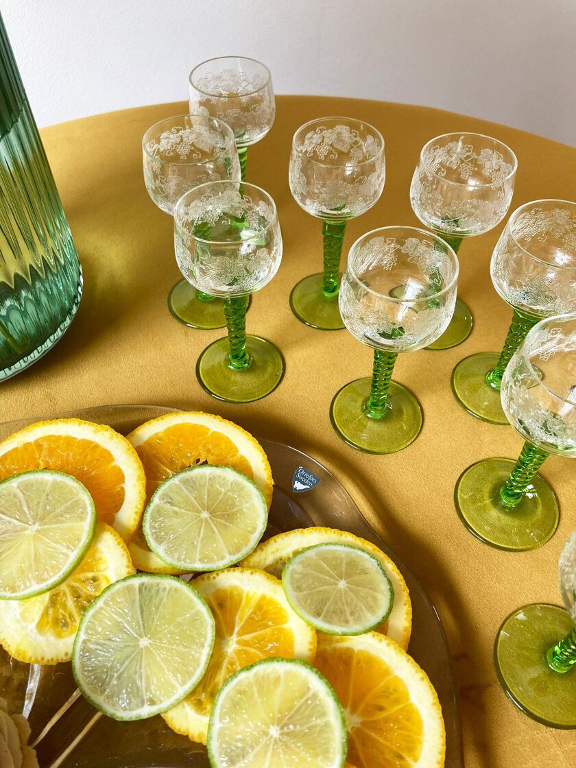 ''Remmare'' Liqueur Glasses With Green Stem photo Home Decor