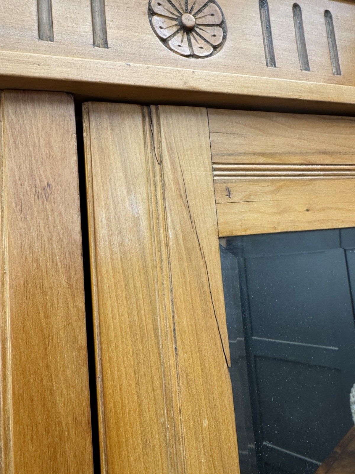 Antique Satinwood Single Wardrobe Mirrored Door Bedroom Storage Drawer photo furniture