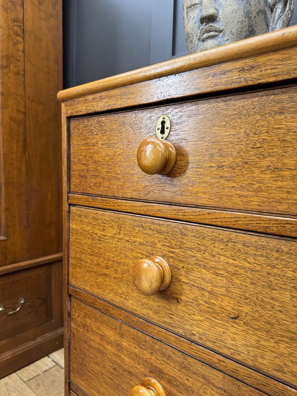 Antique Solid Oak Chest Of Drawers Bedroom Storage Furniture Drawers photo for sale