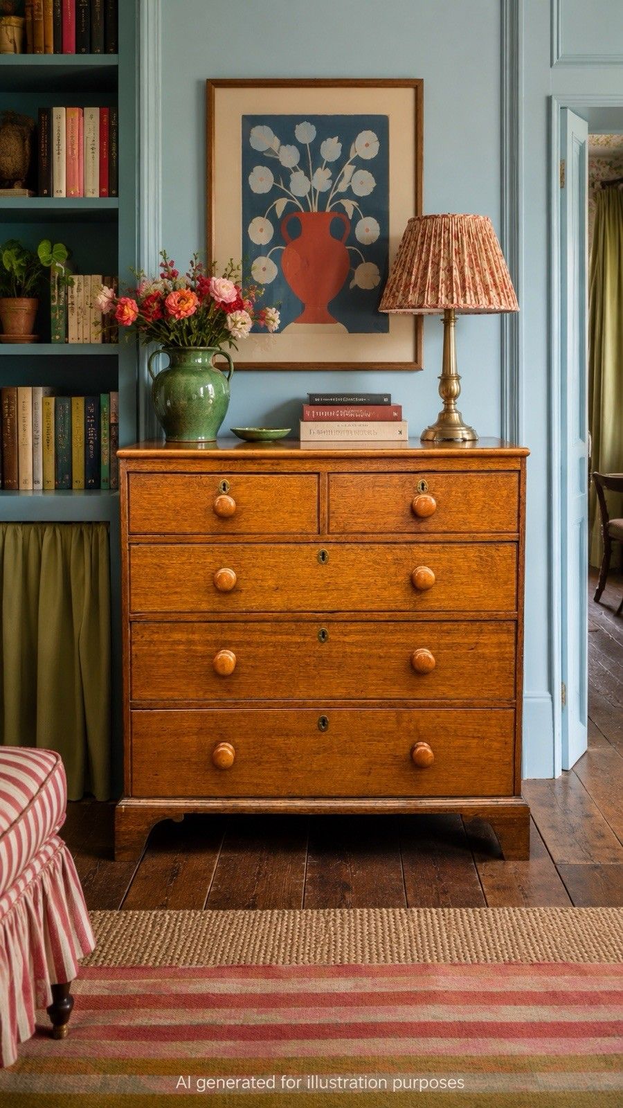 photo buy Antique Solid Oak Chest Of Drawers Bedroom Storage Furniture Drawers