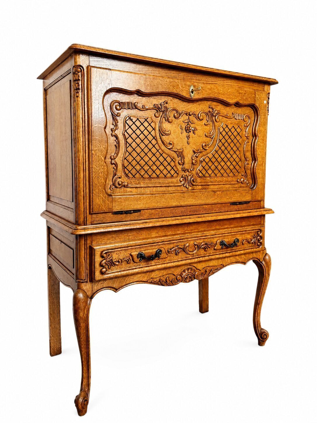 Vintage Oak Chest Of Drawers In Louis XV Style photo for sale