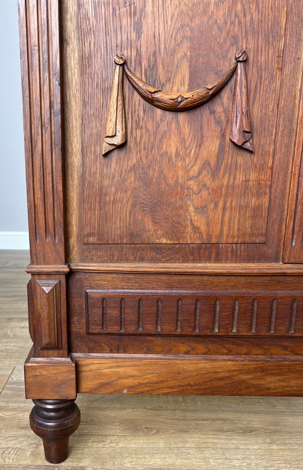 Bed Antique French Style Oak Double Bed Frame Carved Headboard Lot 6094 photo buy