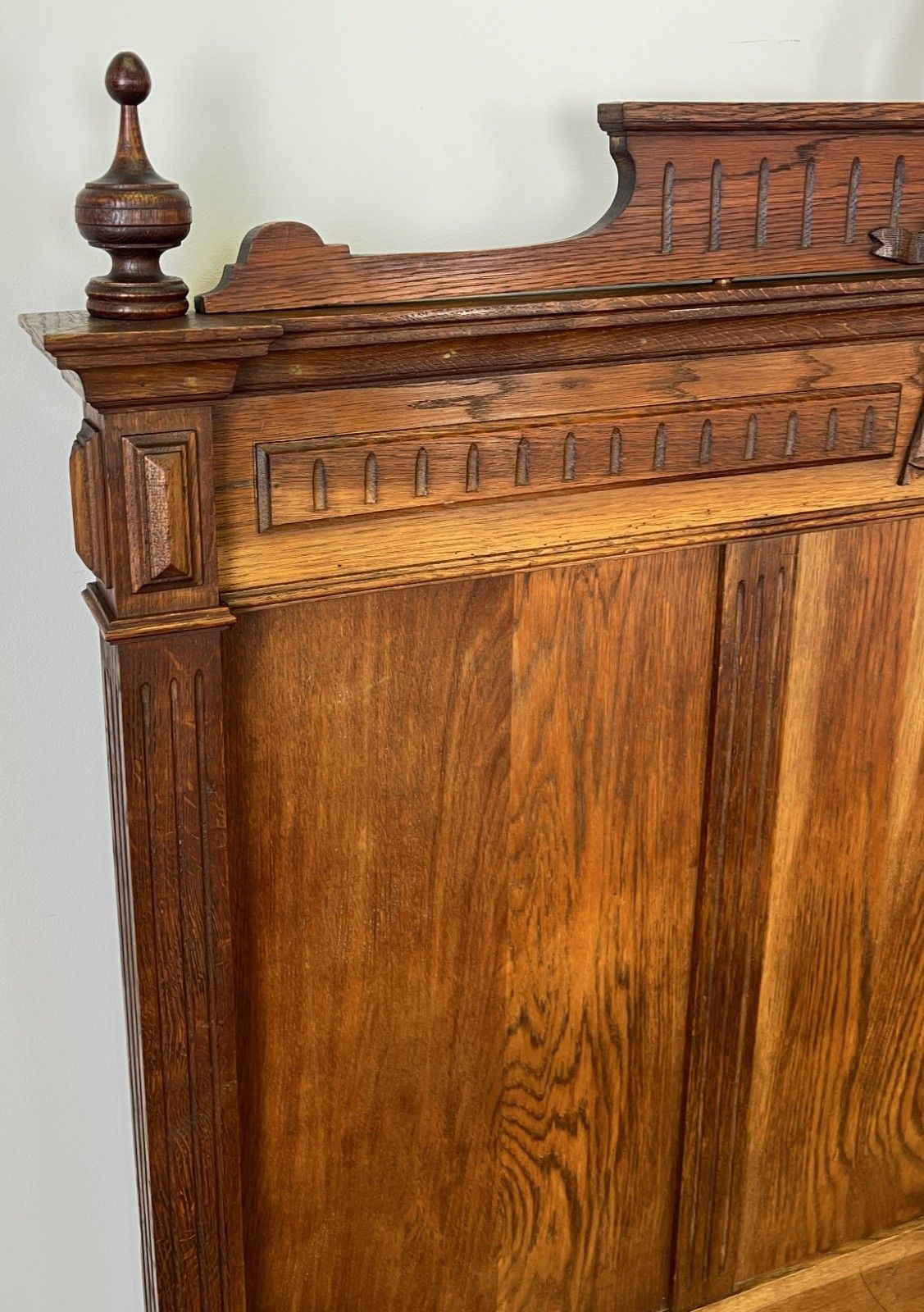 Furniture Bed Antique French Style Oak Double Bed Frame Carved Headboard Lot 6094 photo