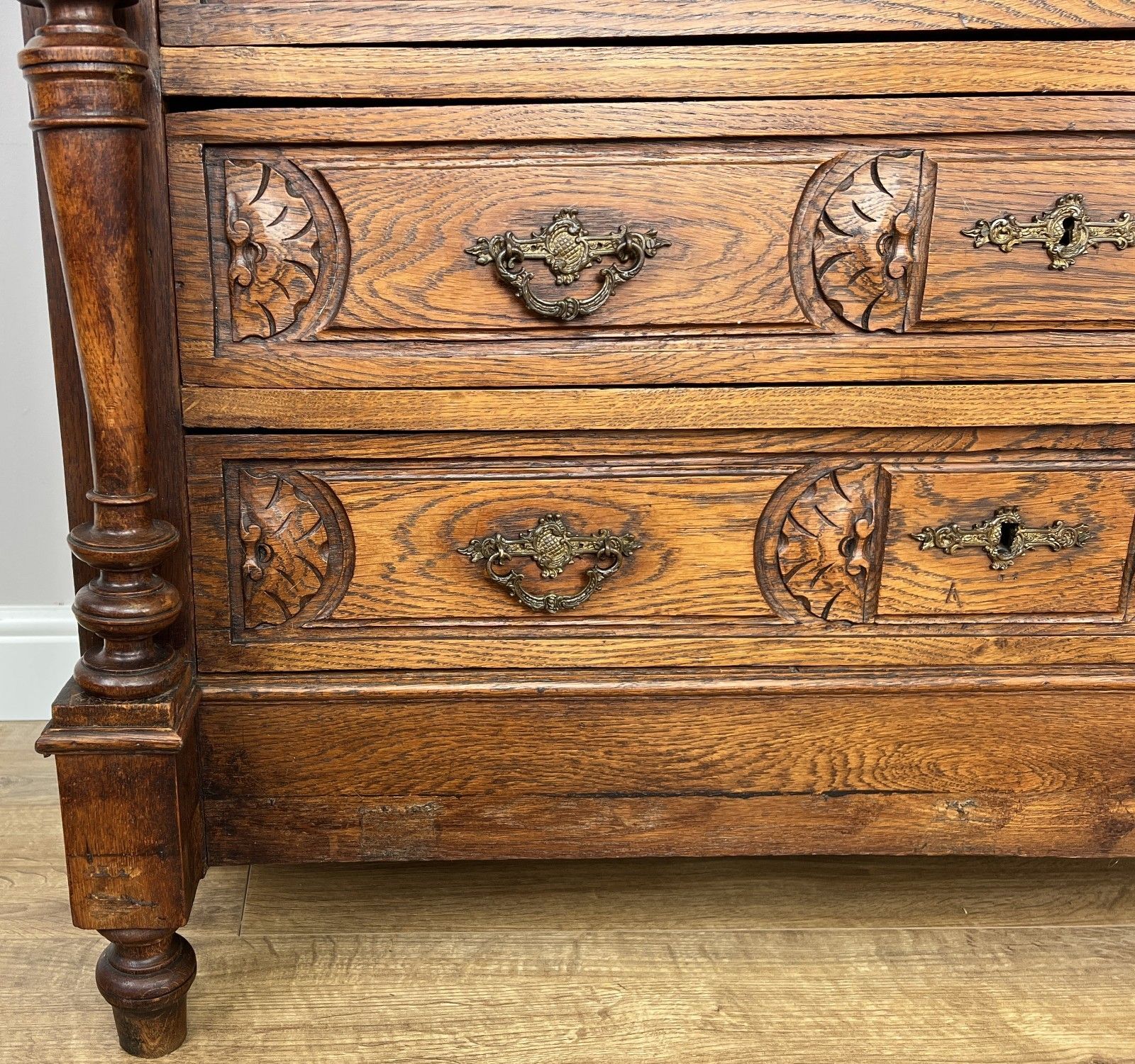 photo for sale Chest Of Drawers Antique French Style Marble Top Walnut Cabinet Lot 6077
