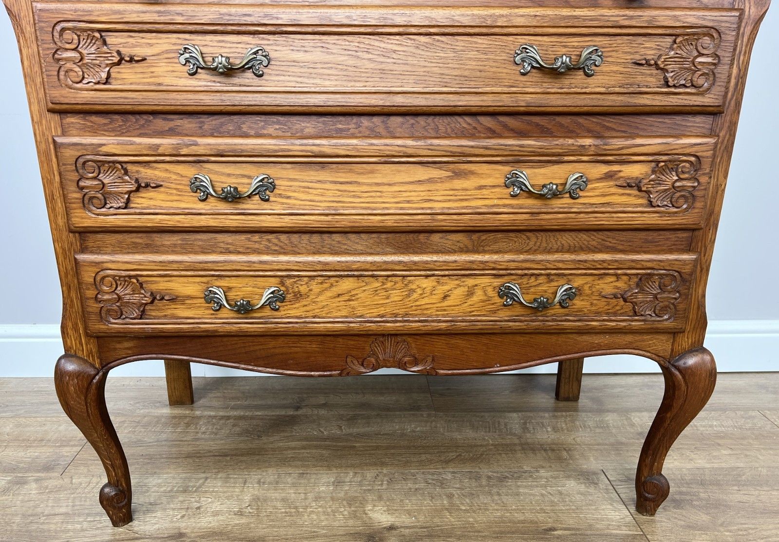 Secretaire Writing Desk Vintage French Style Oak Rare Bureaux Cabinet Lot 6091 photo vintage
