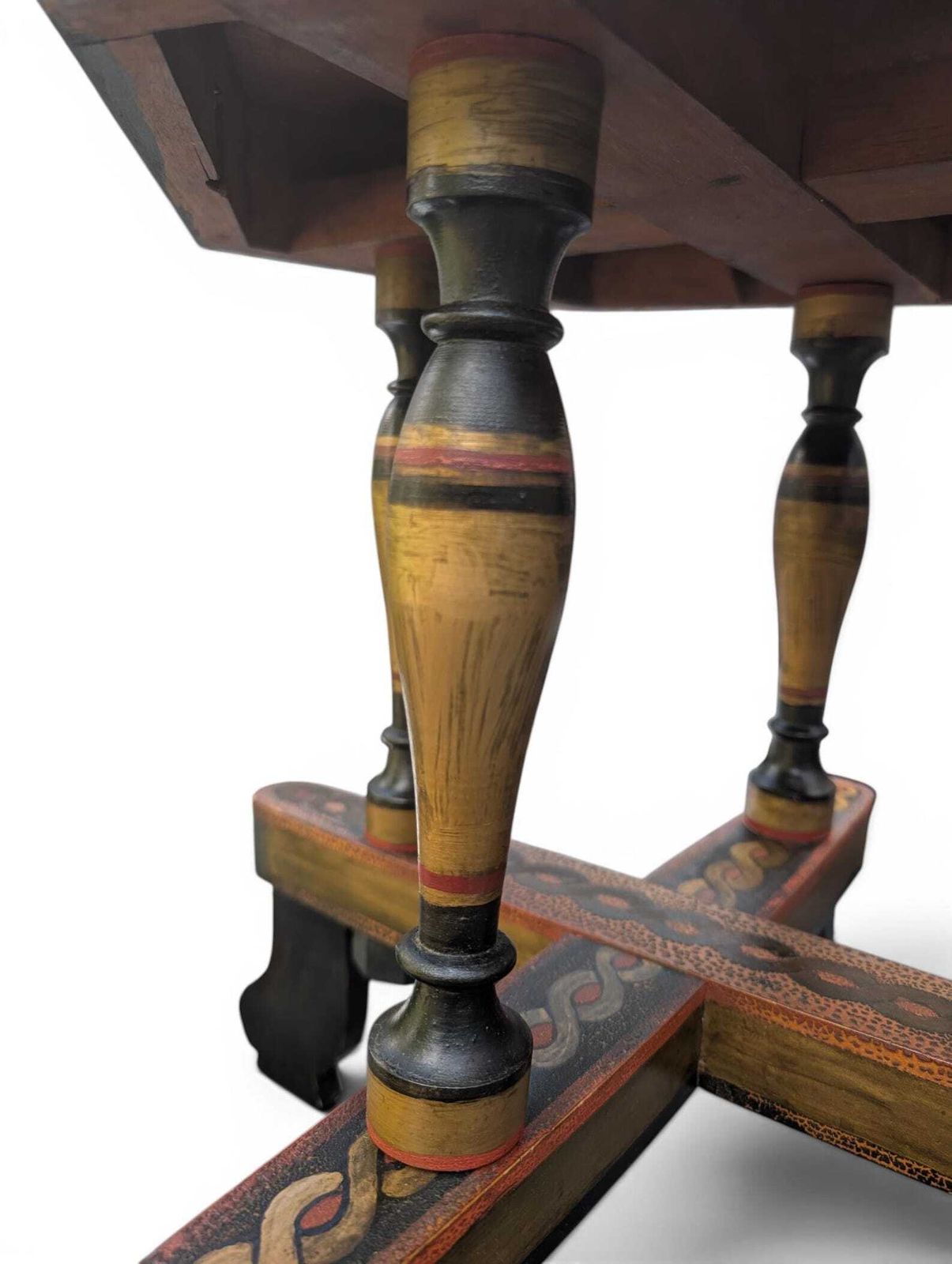 Antique Russian Khokhloma Folk Art Side Table, Early 20th Century photo vinterior
