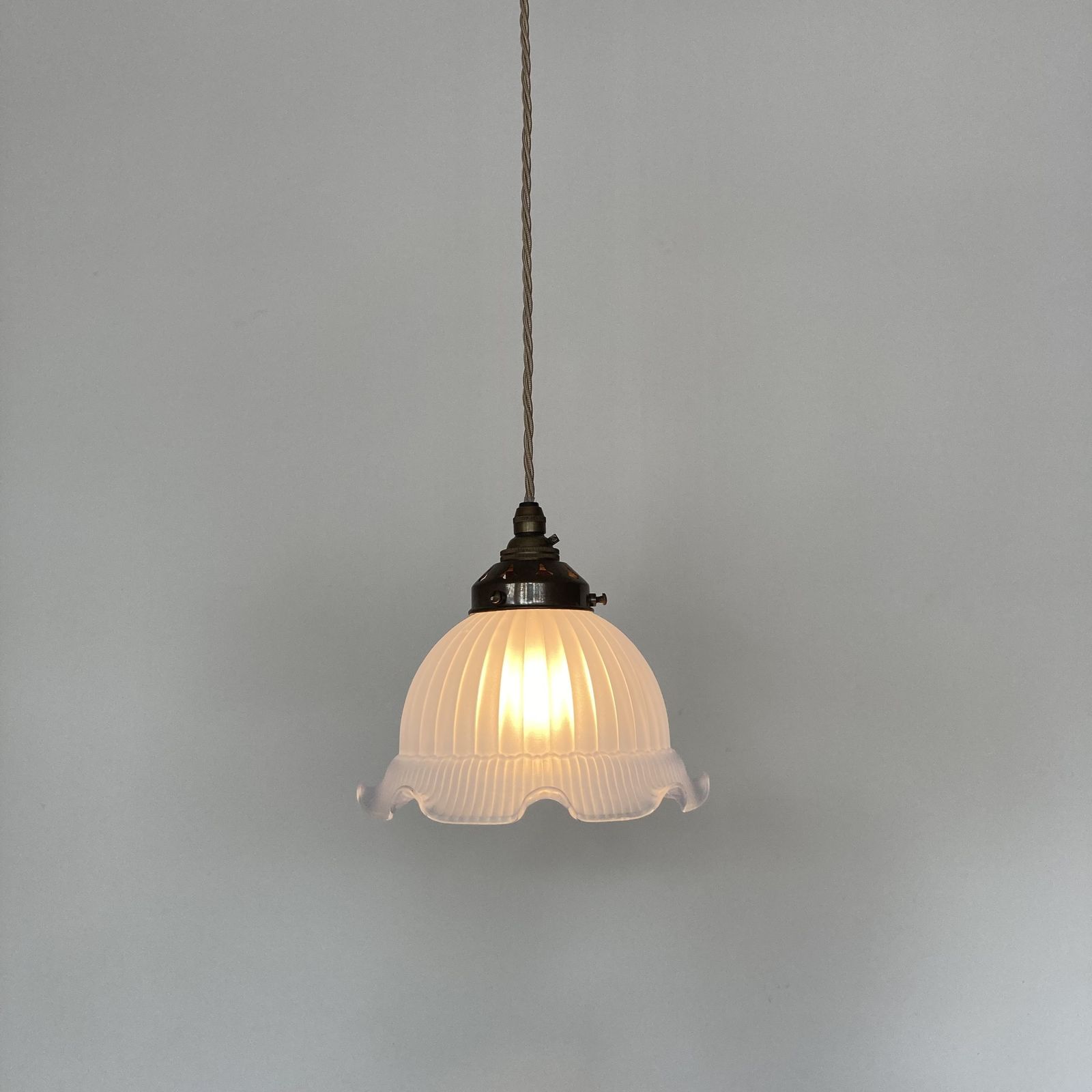Blue Frosted Glass Shade With Ribbed Handkerchief Detail photo 120.0