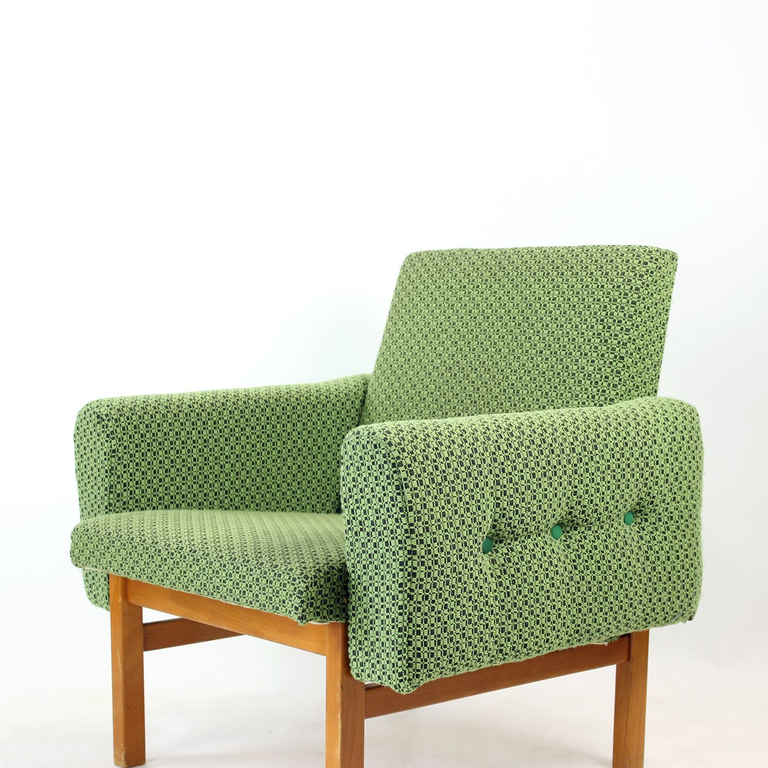 Mid-Century fauteuil in stof en beukenhout, Tsjecho-Slowakije, jaren 1960 photo for sale