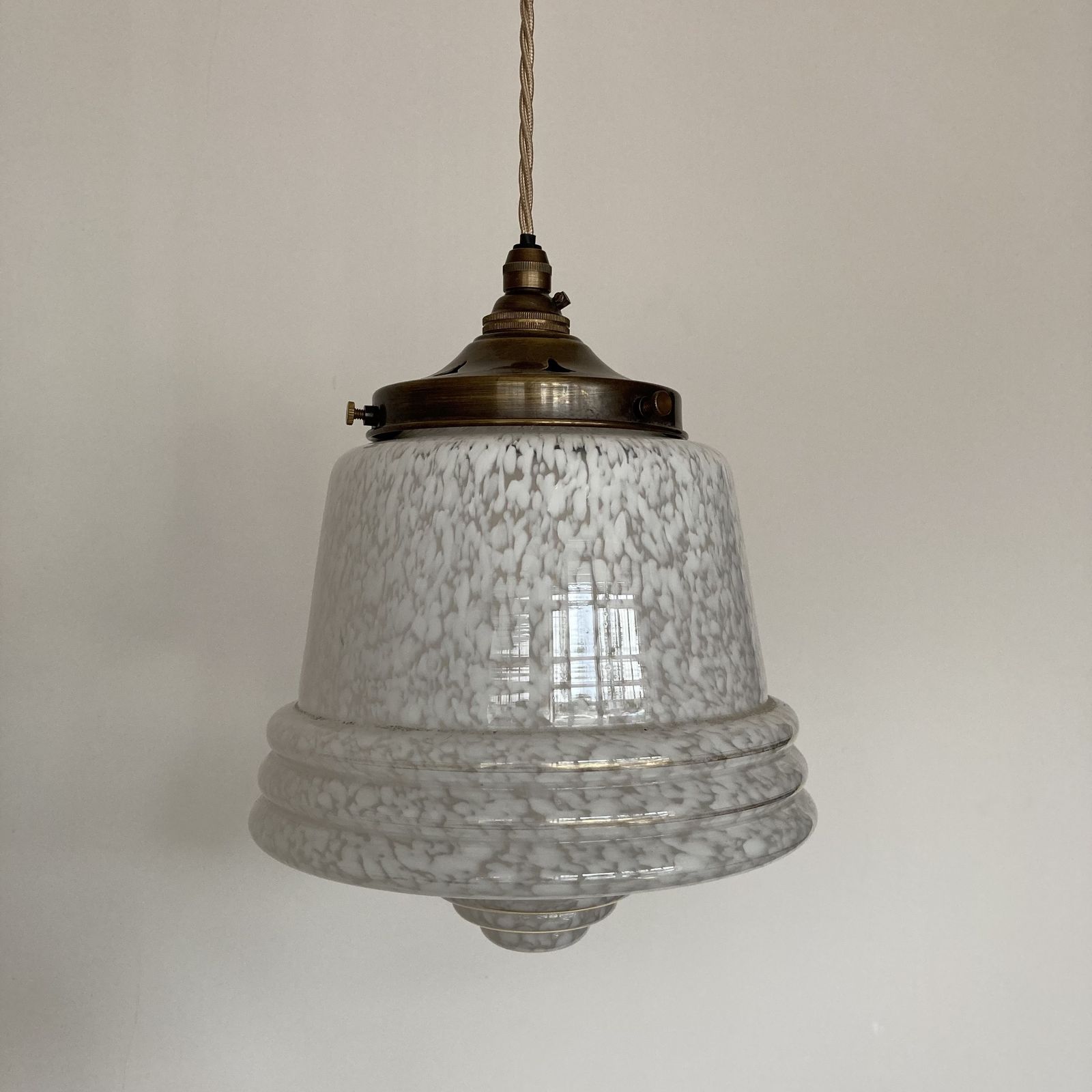 White Mottled Glass Shade With Gold Band Detail photo furniture
