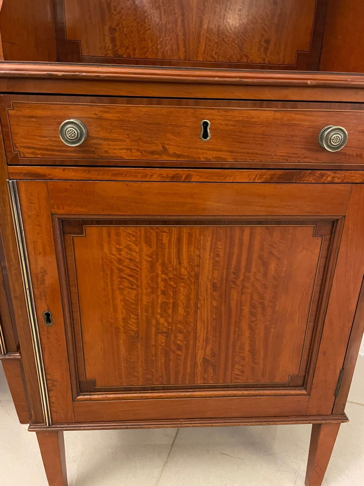 photo furniture Rare Pair Of Gillows Antique Quality Satinwood Waterfall Bookcases
