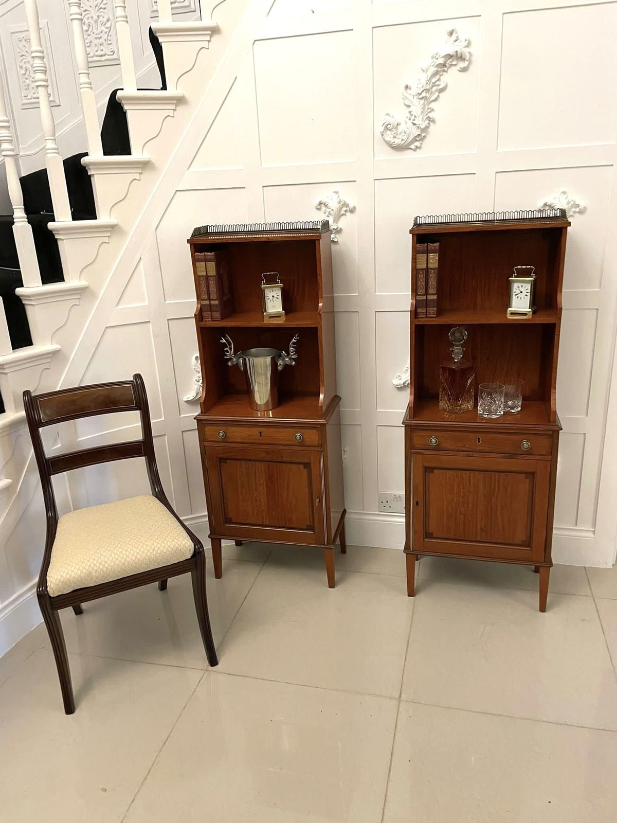 photo for sale Rare Pair Of Gillows Antique Quality Satinwood Waterfall Bookcases