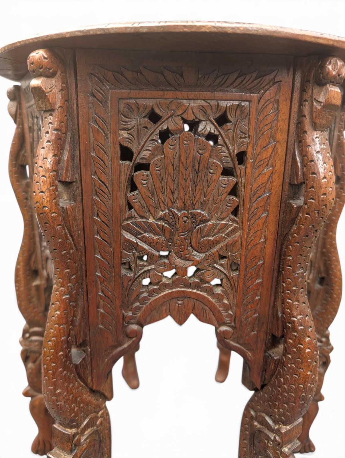 Indonesian Carved Wood Side Table, Mid 20th Century photo vintage
