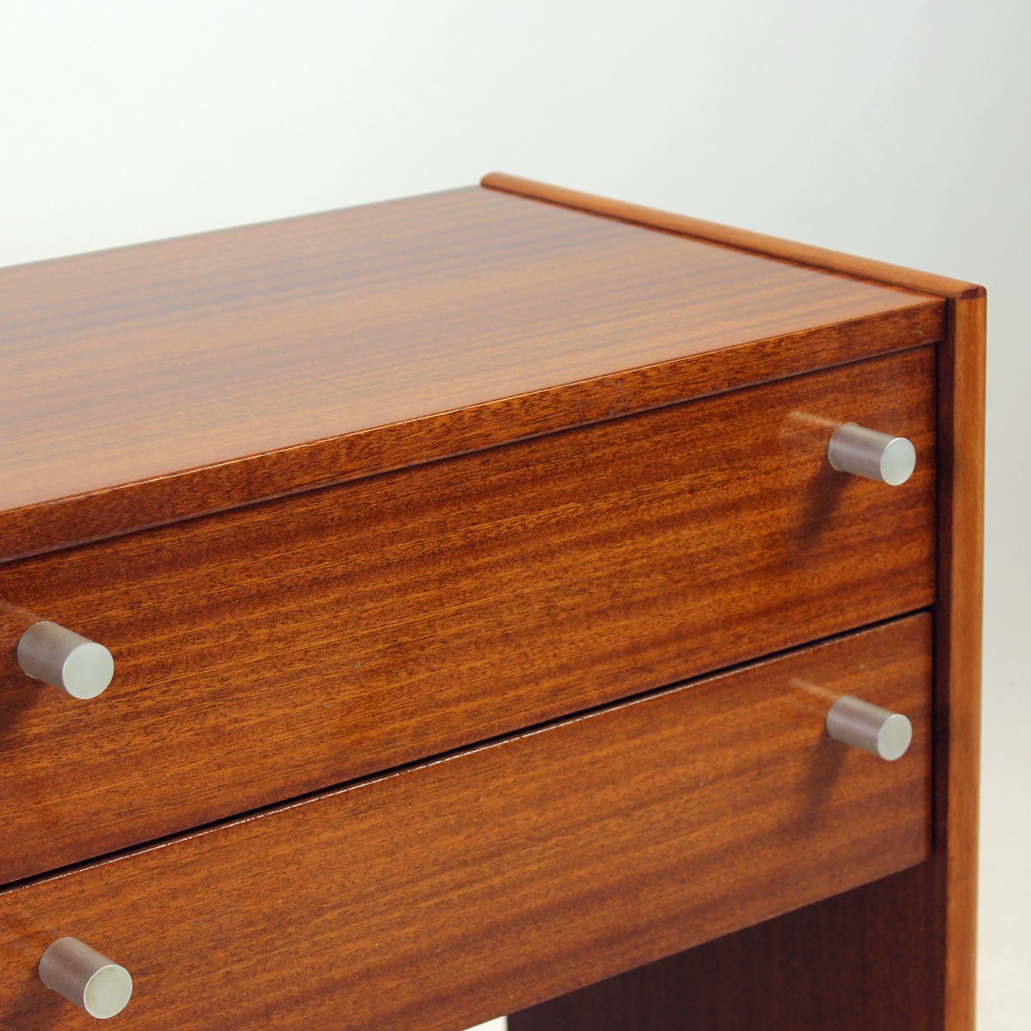 Set Of 2 Square Bedside Tables In Mahogany, Czechoslovakia 1970s photo Furniture