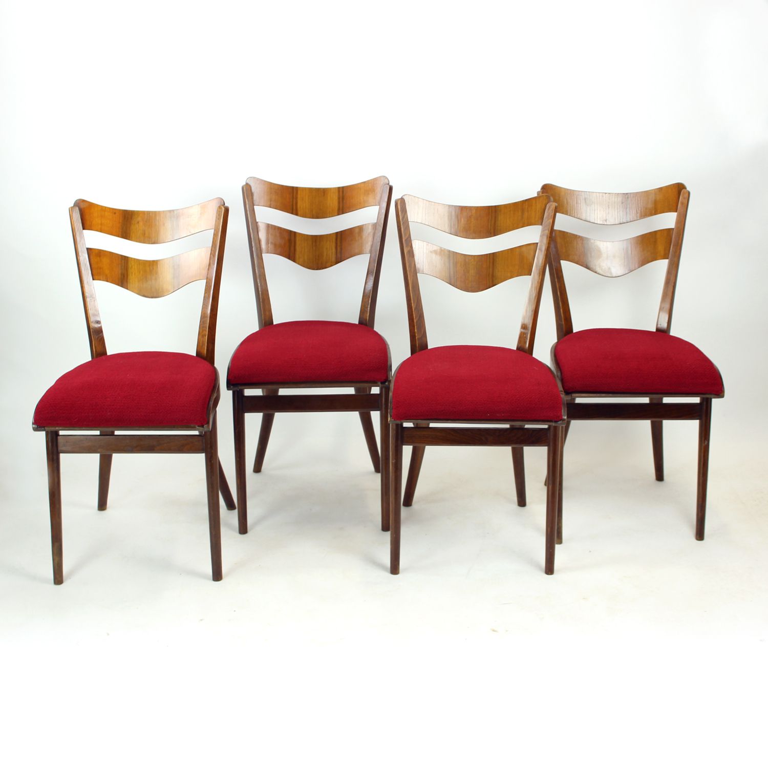Set Of 4 Dining Chairs In Oak & Walnut, Czechoslovakia 1960s