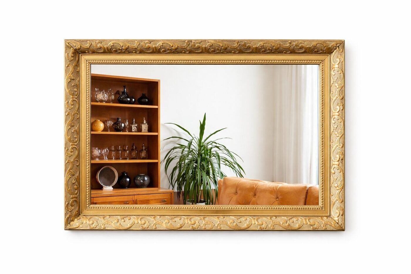 Spiegel met houten lijst, midden 20e eeuw