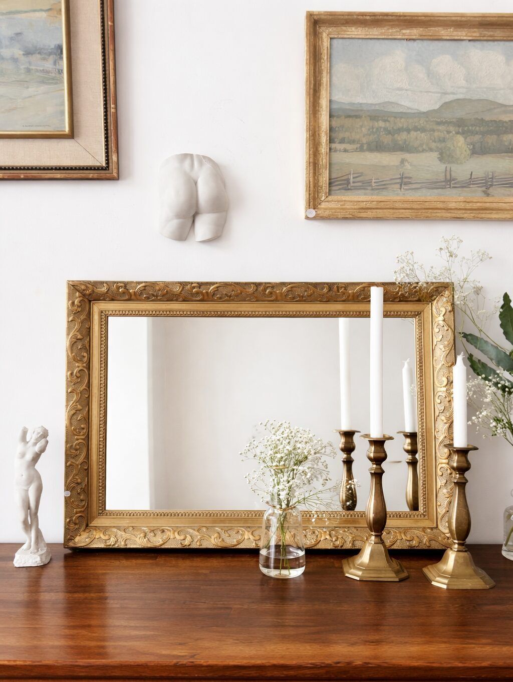 Spiegel met houten lijst, midden 20e eeuw photo furniture