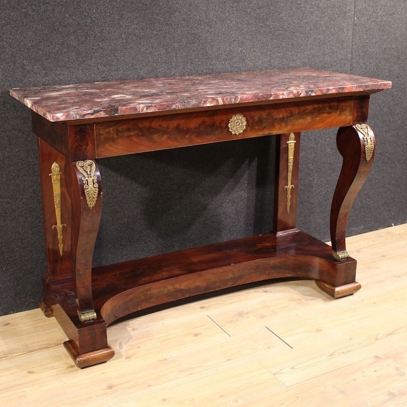 19th Century Italian Empire Style Console With Marble Top