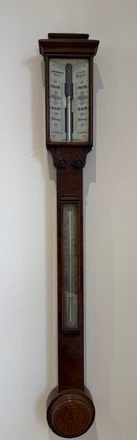 photo for sale Very Early Victorian Walnut Stick Barometer Abraham Of Liverpool C.1835