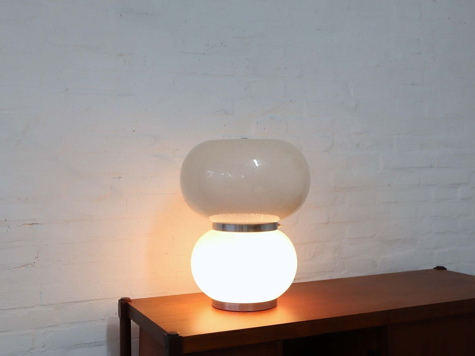 Lampe de table Mazzega à double abat-jour en verre Murano Pulegoso, années 1970 photo 1096.0