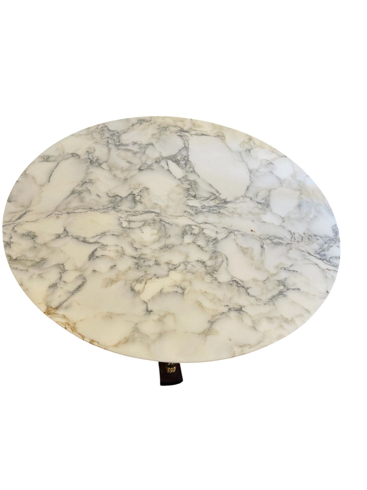 French 1940 Maison Jansen Carrara Marble Top Centre Table And Stylised Ormolu Dolphins Adorning A Lacquer Wood Base photo 9000.0