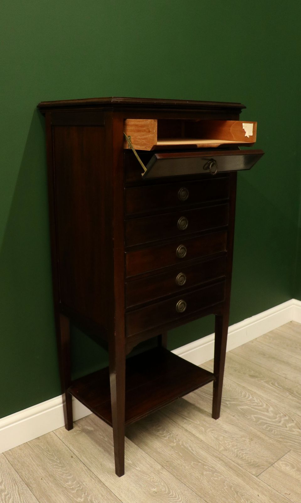 Furniture An Early 20th Century Mahogany Music Cabinet. photo