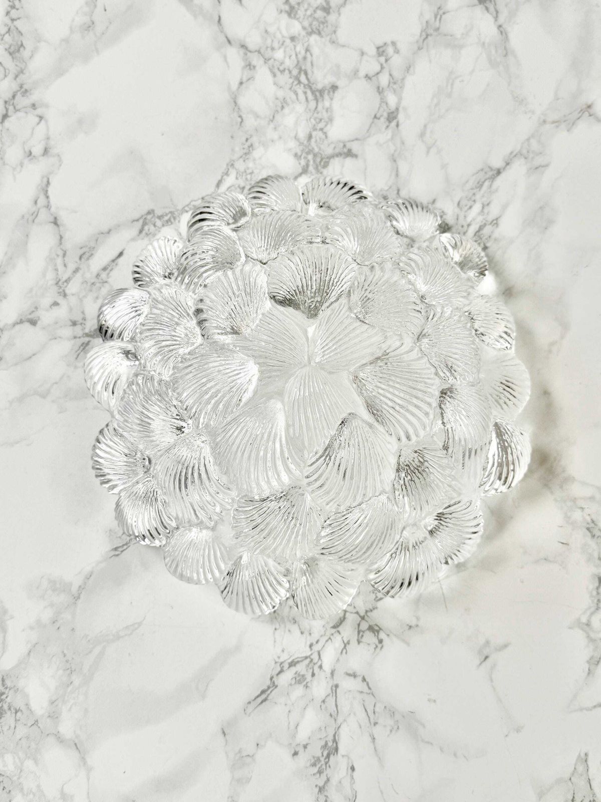 Vintage Bowl Per Lütken Royal Copenhagen Moulded Crystal With A Raised Shell Decor Translucent Scandinavian Danish Designer Piece Top Table photo vinterior
