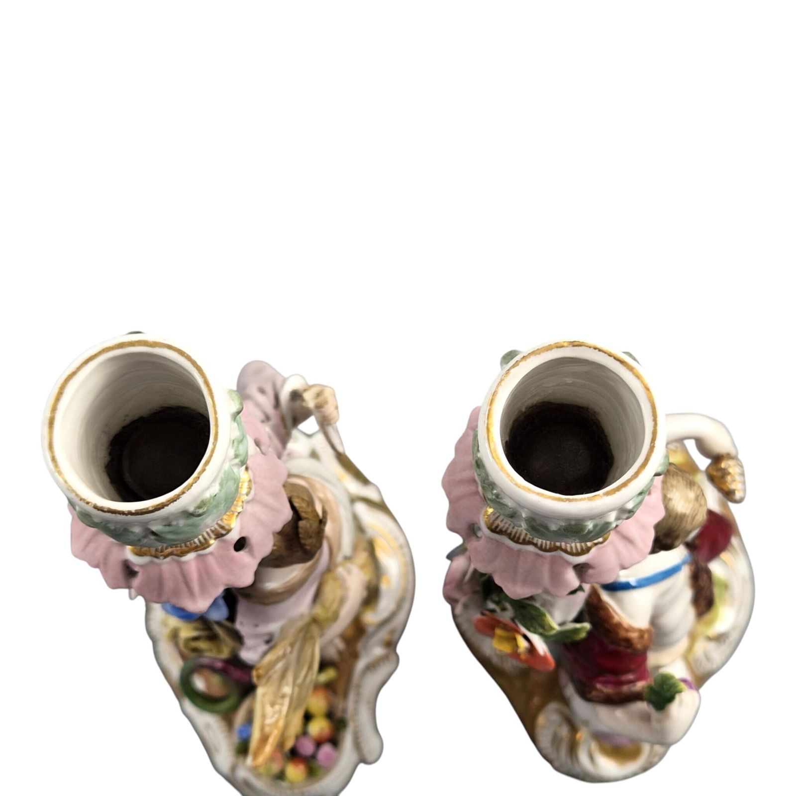Volkstedt R. Eckert & Co. Allegorical Porcelain Candlesticks C.1895 photo 699.98