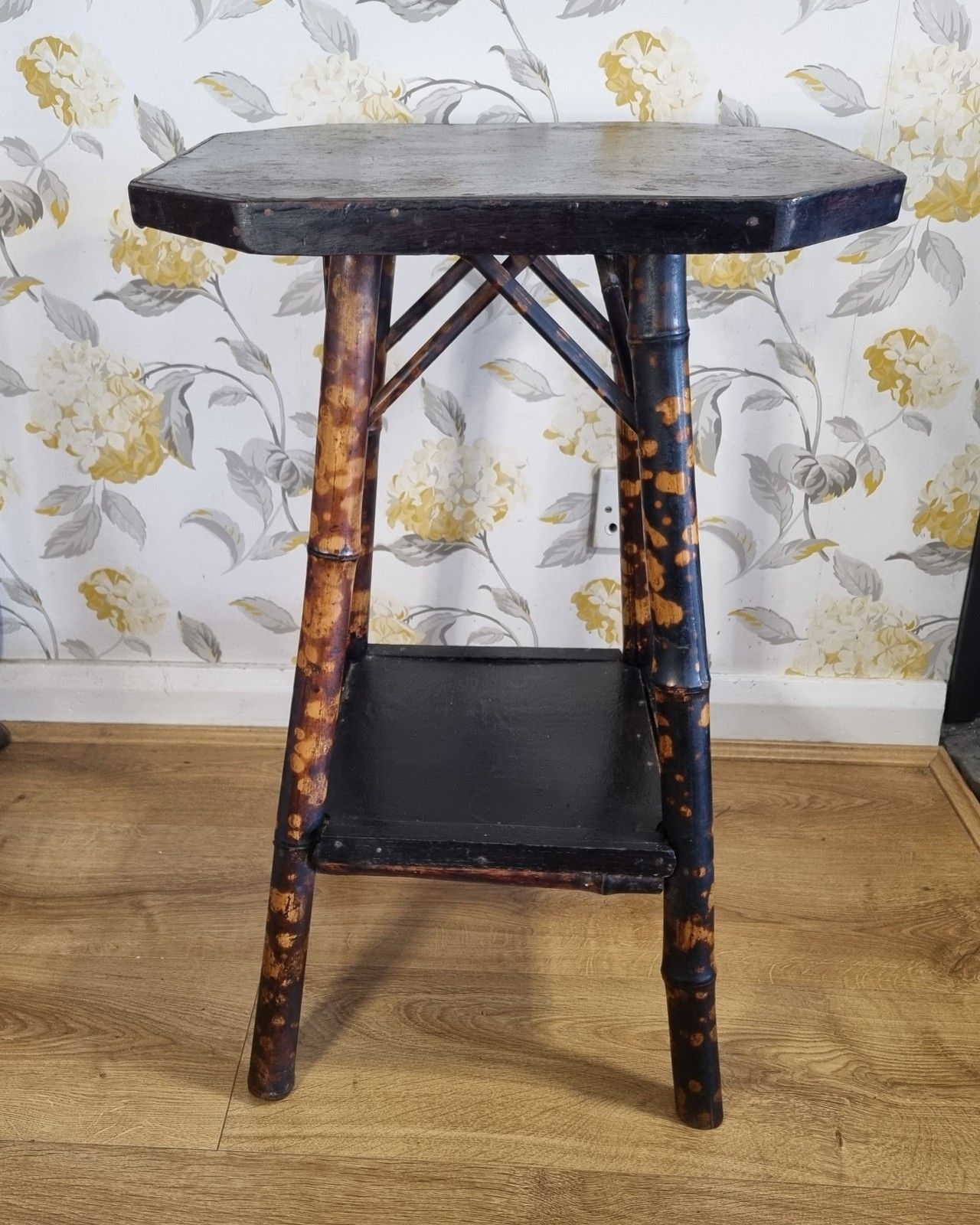 Early 20th Century Tiger Bamboo Side Table Two Tier Plant Stand Cm High photo for sale
