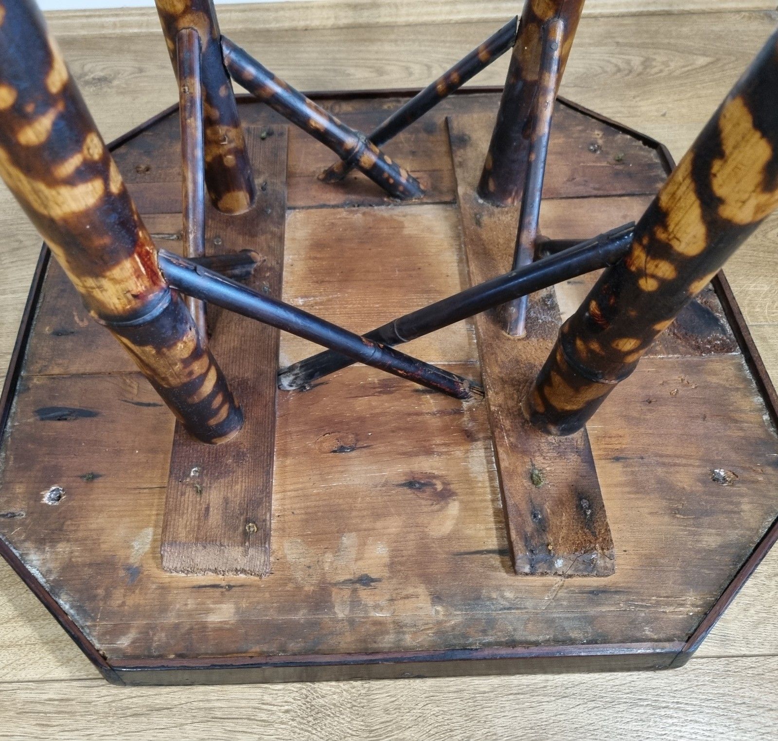 photo buy Early 20th Century Tiger Bamboo Side Table Two Tier Plant Stand Cm High