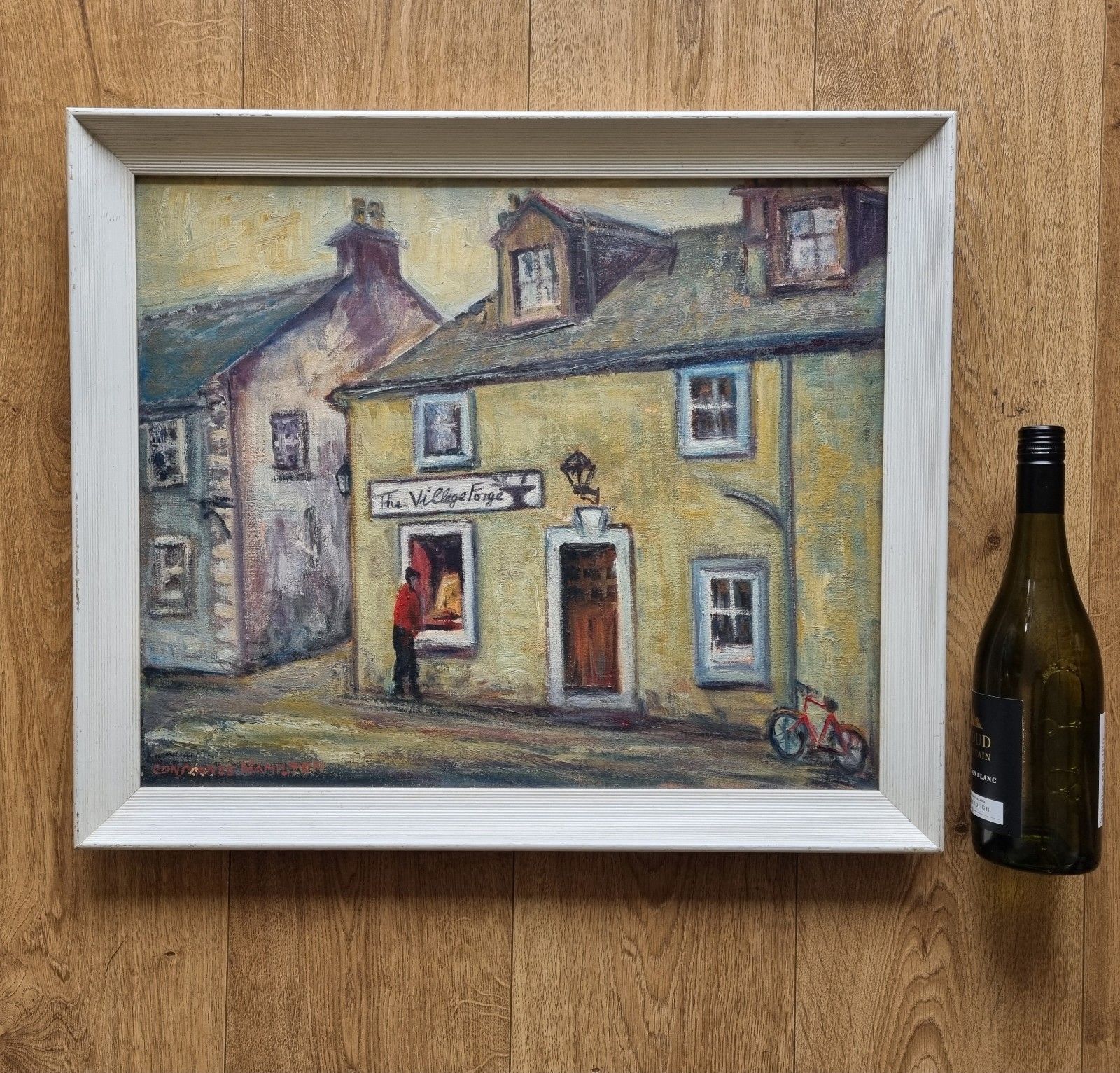 Vintage Scottish Oil Painting Houses Glasgow School Style Constance Hamilton photo Art