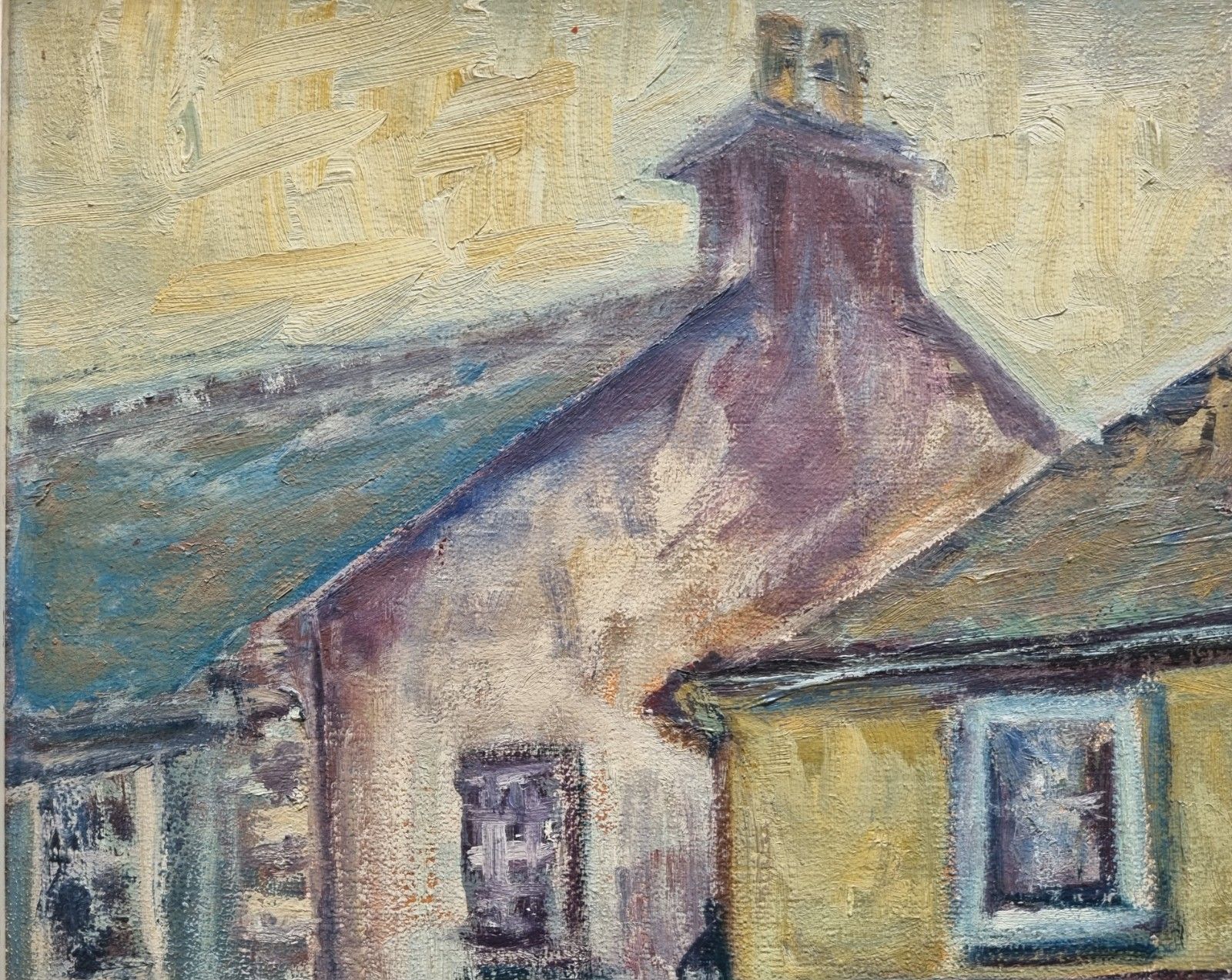 Vintage Scottish Oil Painting Houses Glasgow School Style Constance Hamilton photo buy
