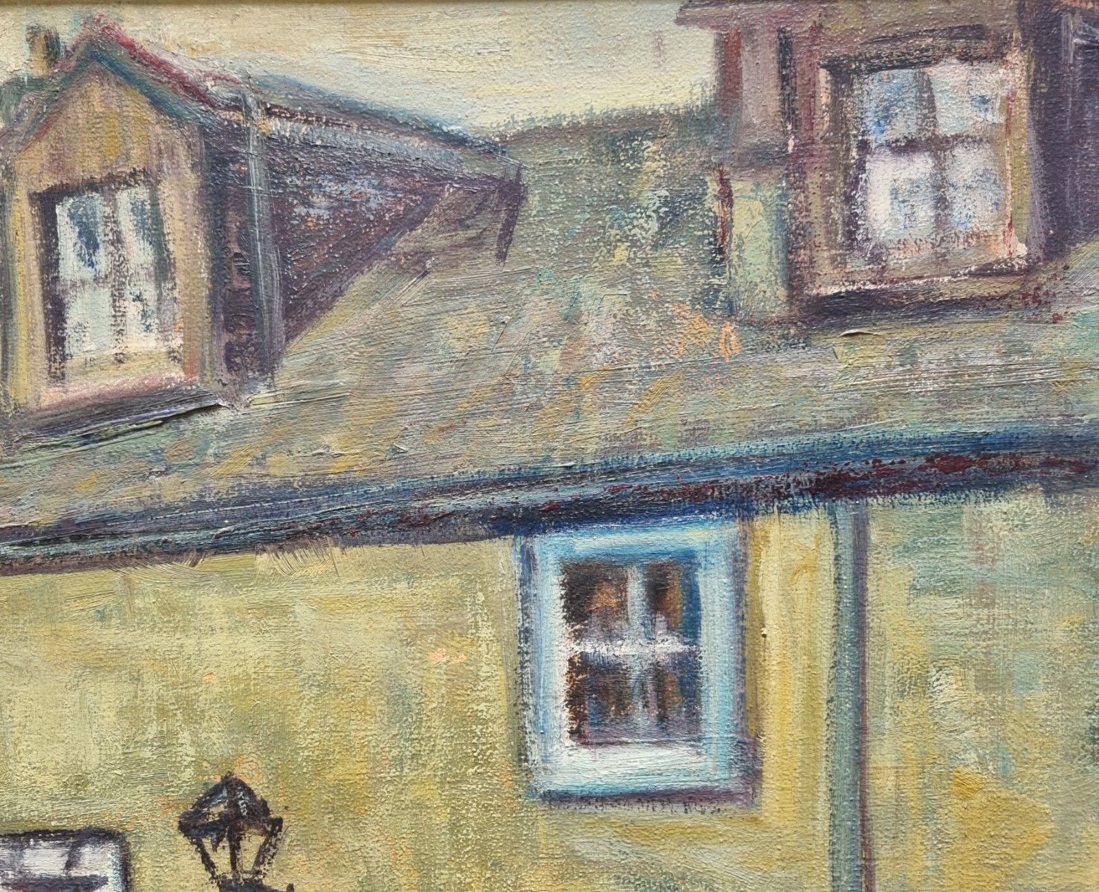 Vintage Scottish Oil Painting Houses Glasgow School Style Constance Hamilton photo vintage