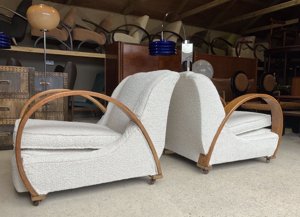 Pair Of Two Large French Bentwood Armchairs In Art Deco Style 1930s photo Furniture