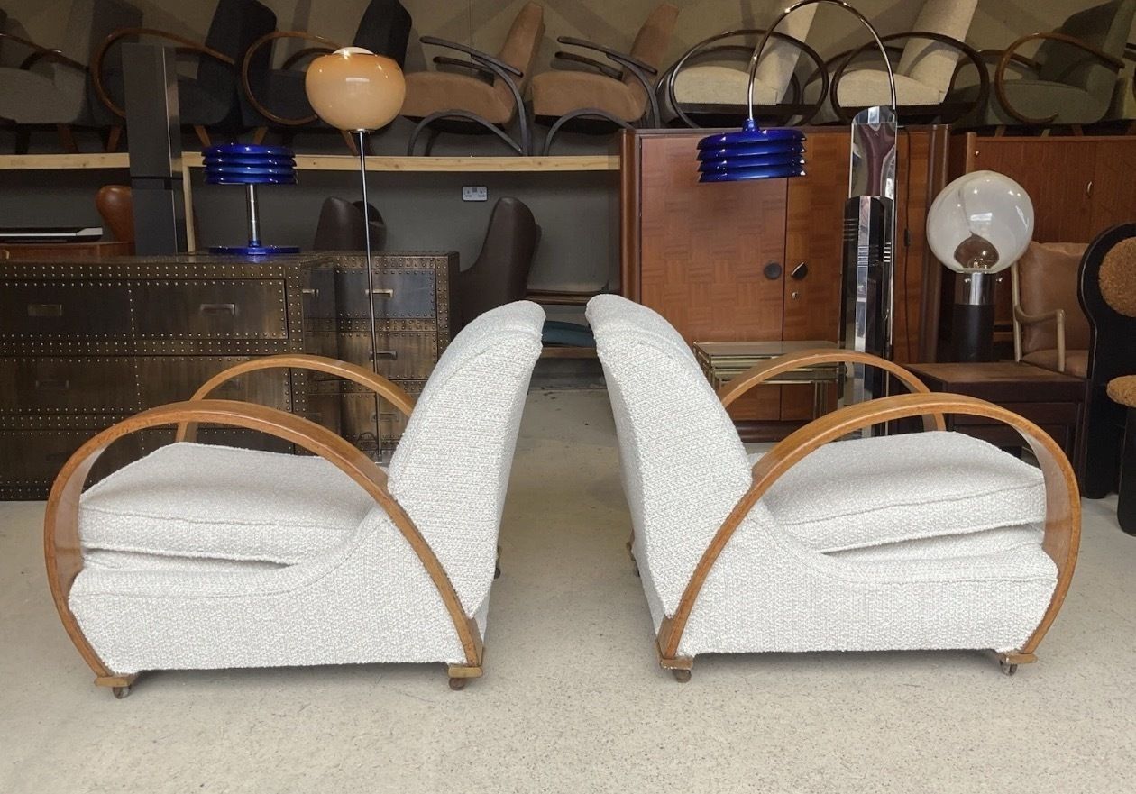 4885.0 Pair Of Two Large French Bentwood Armchairs In Art Deco Style 1930s photo