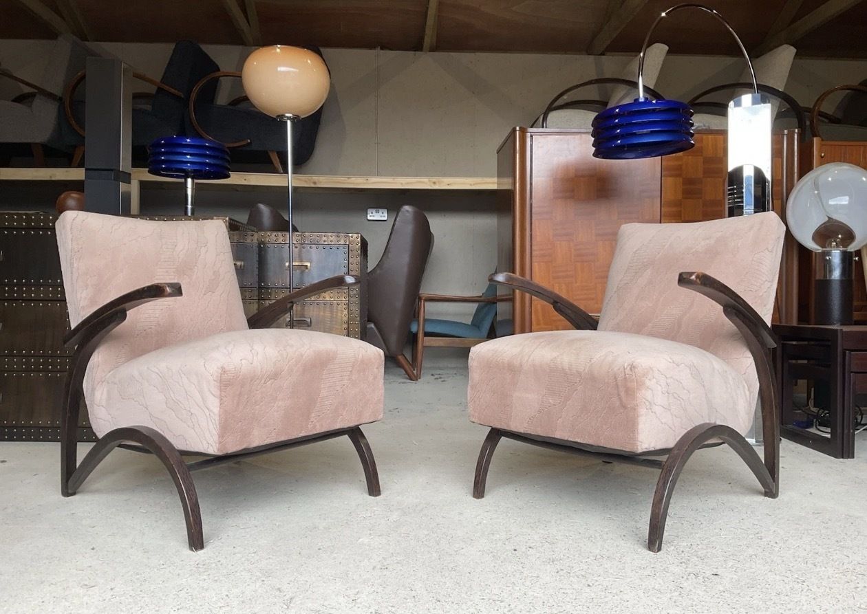 Set Of 2 Art Deco Armchairs By Jindrich Halabala Antique Vintage Design photo Furniture