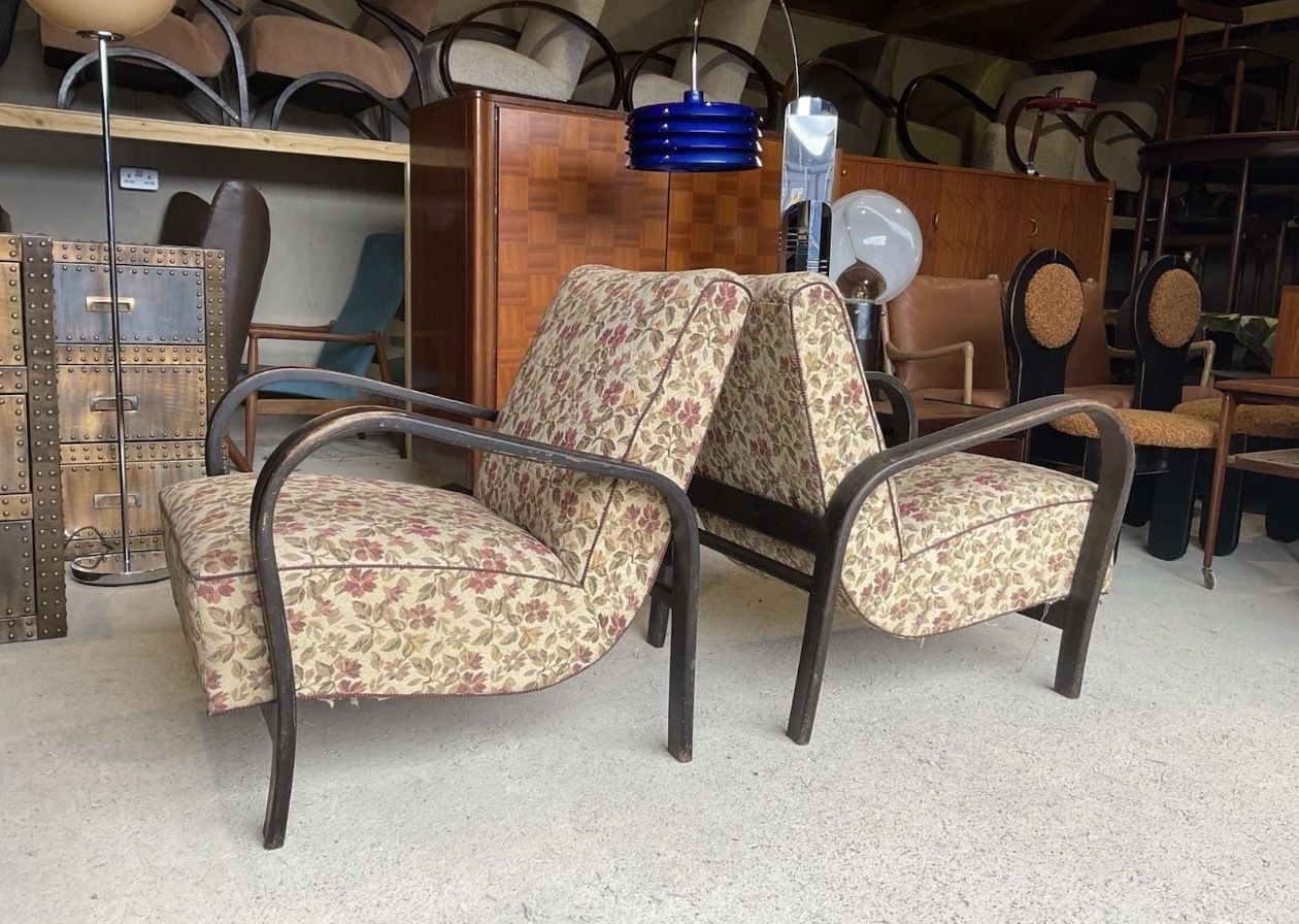 Set Of 2 Armchairs By Karel Kozelka & Antonín Kropáček For Praha Interier 50s photo furniture